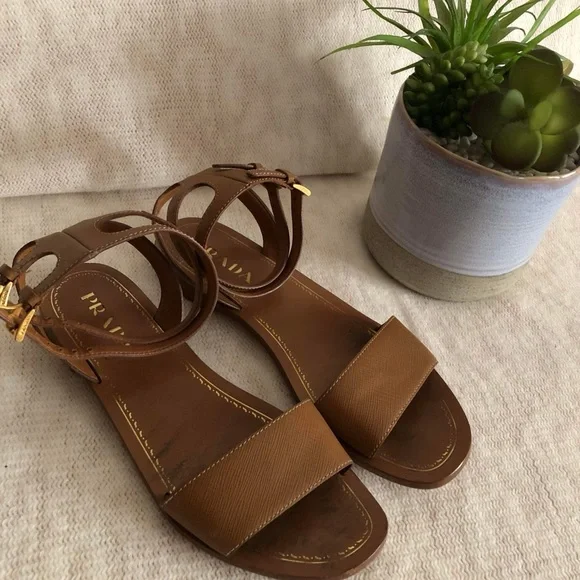 Prada Saffiano Leather Sandals - Picture 4 of 8